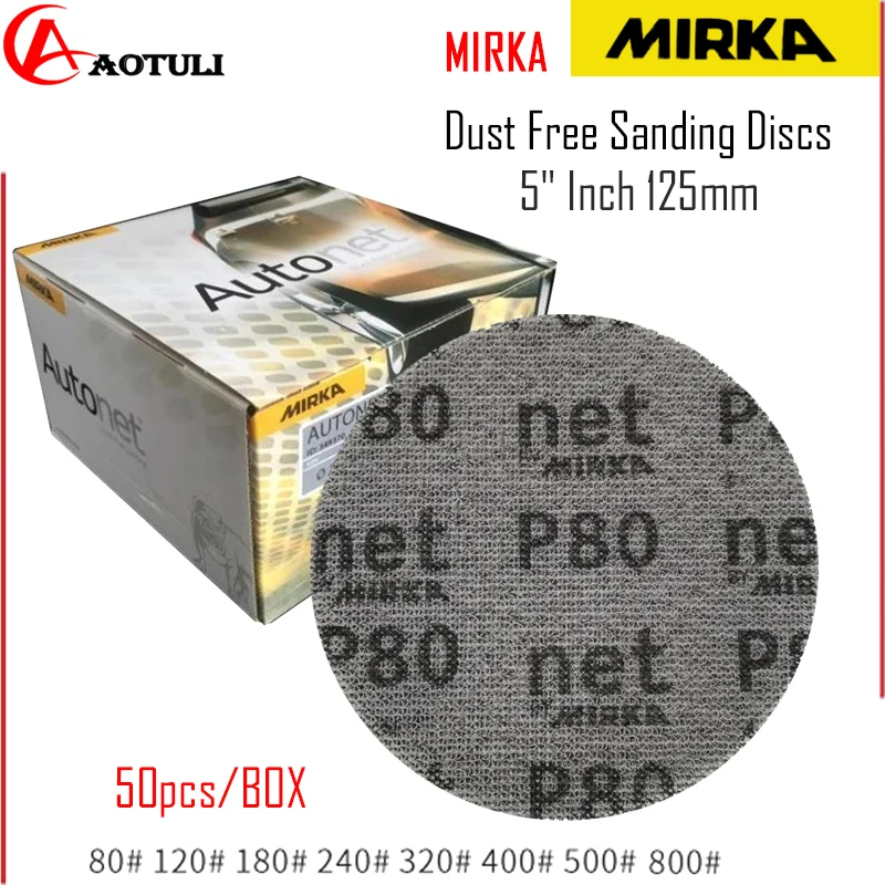 MIRKA Mesh Sandpaper 5In 125mm Abrasive Grinding Dust Free Anti-blocking 80-800Grit Car Sanding Discs