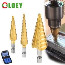 

3Pcs/set Step Drill Bit 3-12mm 4-12mm 4-20mm HSS Straight Groove Titanium Coated Wood Metal Hole Cutter Core Drilling Tools Set