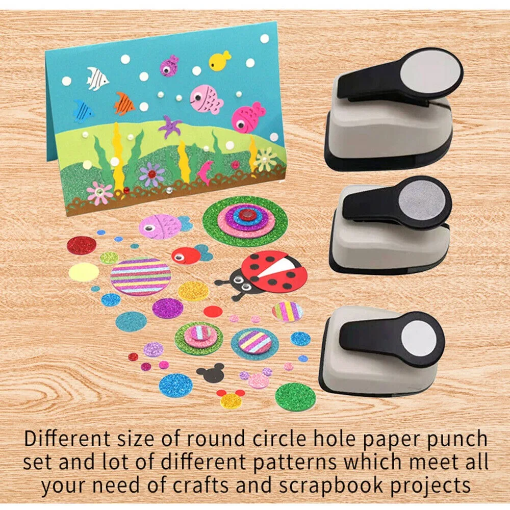 9/16/25/38/50mm Hole Puncher Circular Embosser Hole Shape Labor-saving Design Punch ABS+alloy EVA Chip Multiple Sizes Portable paper punch hole punching tools circle hole punch embossing maker