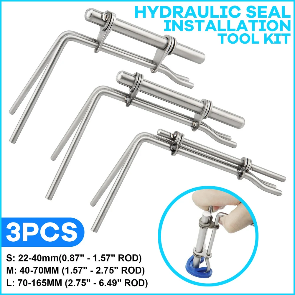 

3 Pcs/set Hydraulic Cylinder Piston Rod Seal Up U-Cup Installation Tool Stainless Steel Easy Operation Professional Tool