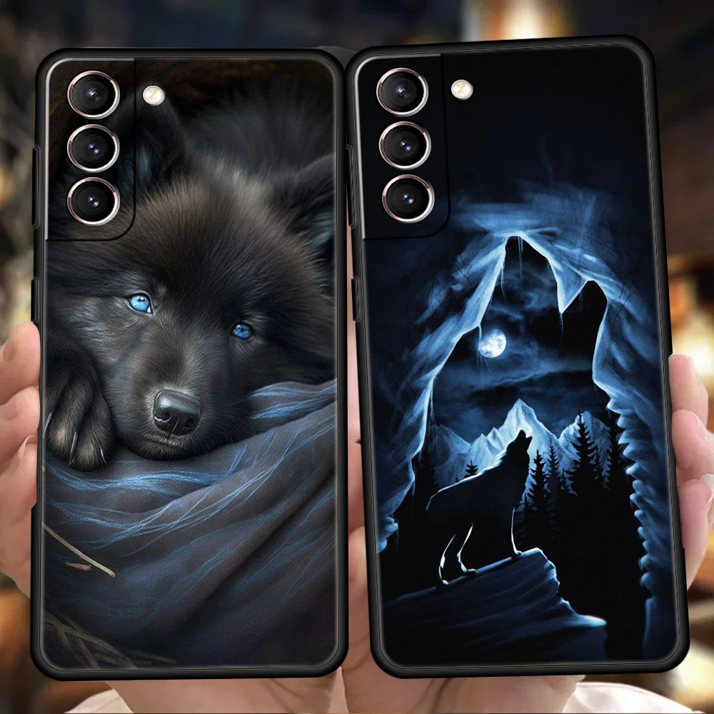 Custodia Moon Roaring Wolf Per Samsung Galaxy S23 S22 S20 S21 Fe Ultra S10 S9 S8 S7 Sdge M22 M32 Plus 5G Cover Per Telefono In Silicone Capas