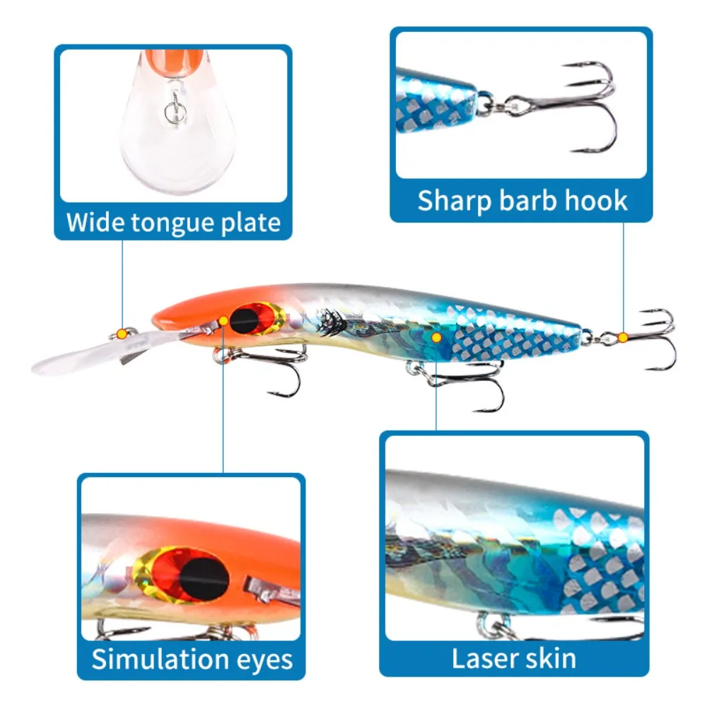 Vivid Deep Diving 8M+ Big Minnow Simulieren Sie 10-Farben-künstliche harte Köder-Wobbler-Angelköder für fleischfressende Süßwasserfische – Detail 6
