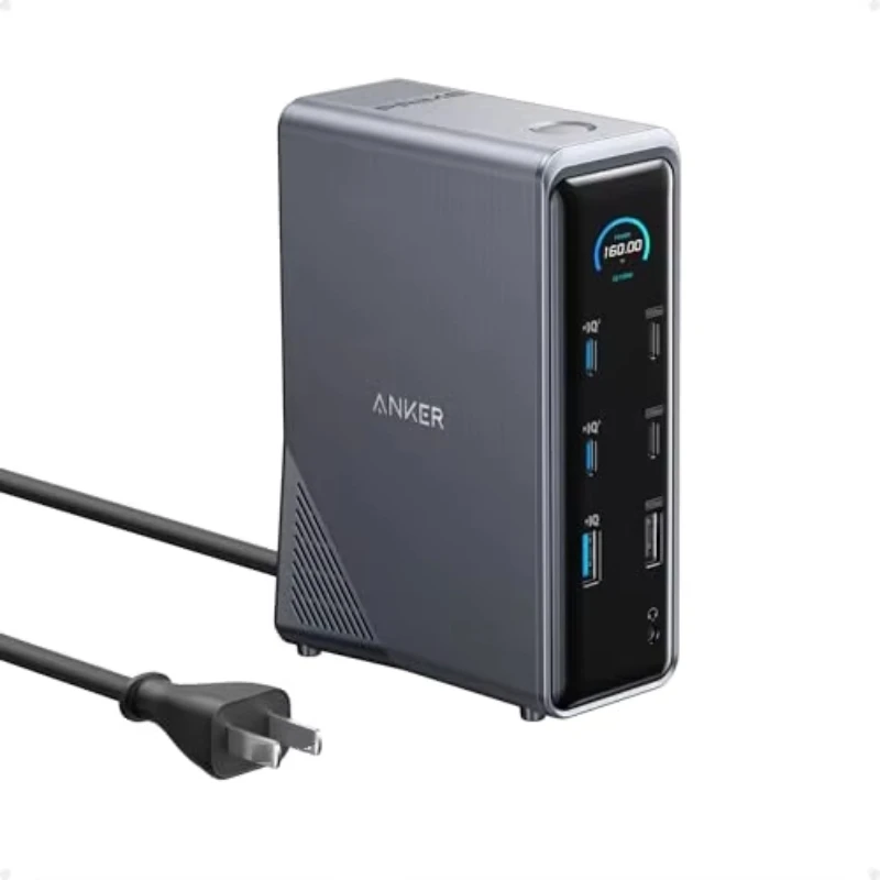 Anker Prime 160W 14in1 デスクトップ充電ドッキングステーション Type-C スマートコントロールスクリーンディスプレイ 10Gbps デュアル4K トリプルスクリーン