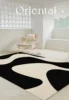 Large Living Room Carpet Black White Carpets For Bedroom Bedside Floor Mat Modern Abstract Line Rug Home Decoration Rugs 거실 카펫 1