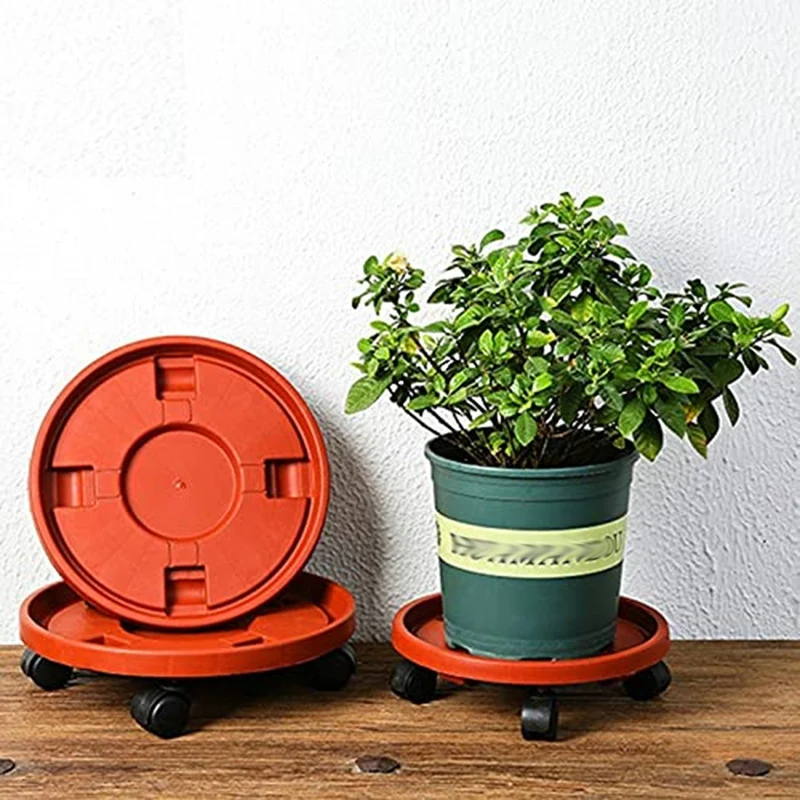 

HOT SALE Heavy Duty Rust Proof Plant Caddy With Wheels Rolling Plant Stand Round Planter Rollers Movable Flower Pot Potted Palle