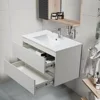 Bathroom Vanity Wall Mounted Floating Vanity Two Drawers Storage Cabinet with White Ceramic Integrated Sink 1