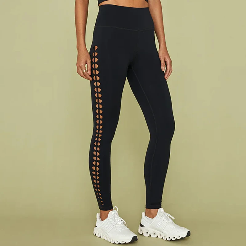 Luxury Women's Crochet Tank & Legging in Melt Fabric Sexy Sleek Twist Black Activewears for Basic Exercise Workout Bottom