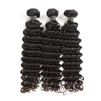 Tissage en lot brésilien naturel Remy Deep Wave, 40 pouces, noir naturel, non traité, Extensions de cheveux, doux et soyeux, 3/4 pièces 2