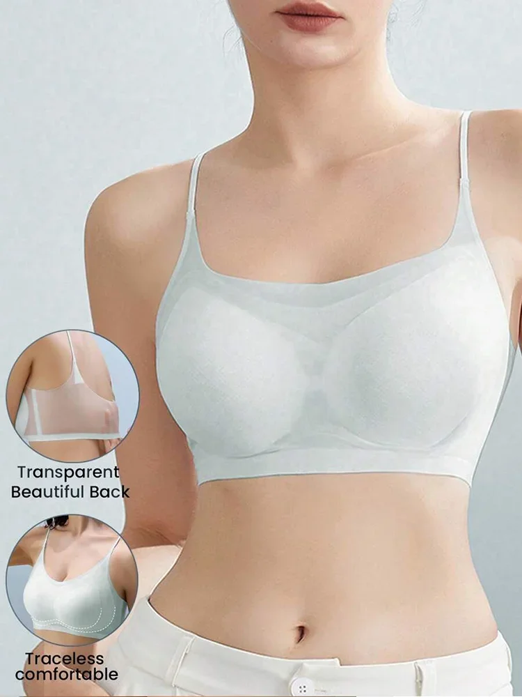 3Pcs Ultra-thin Bra Ice Silk Bra Woman Seamless M-4XL Girl Sports Girl Bra Solid Color Ladies Air Cooling Wireless Brassier 2