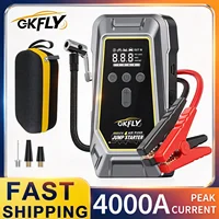 GKFLY K5 4000A : démarreur de voiture portable, compresseur d’air 150 PSI, batterie externe 16000 mAh, booster 12 V, dispositif de démarrage d’urgence, lampe LED pour voiture, moto, vélo, ballon, camping, utilisation en cas d’urgence sur la route. 1