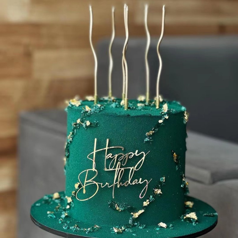  INS New Happy Birthday Cake Toppers for Baby Kids Adult Birthday Party Cake Decoration Gold Silver Acrylic DIY Baking Cake Tools 