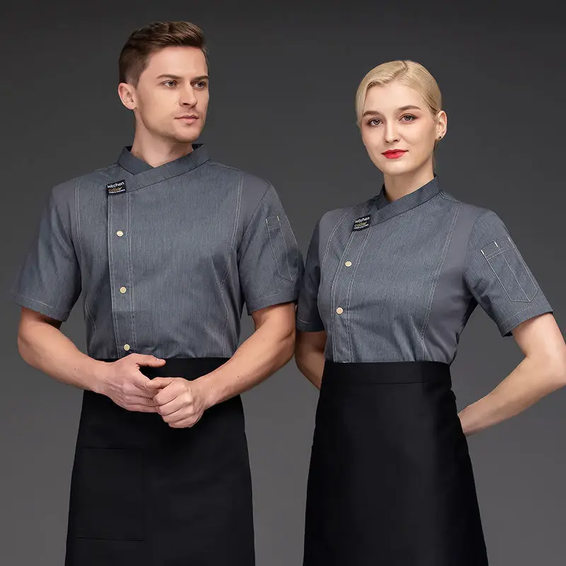 HighEndUnisexPizzaChefUniformRestaurantWorkShirtKitchenBakerJacketApronSetCook