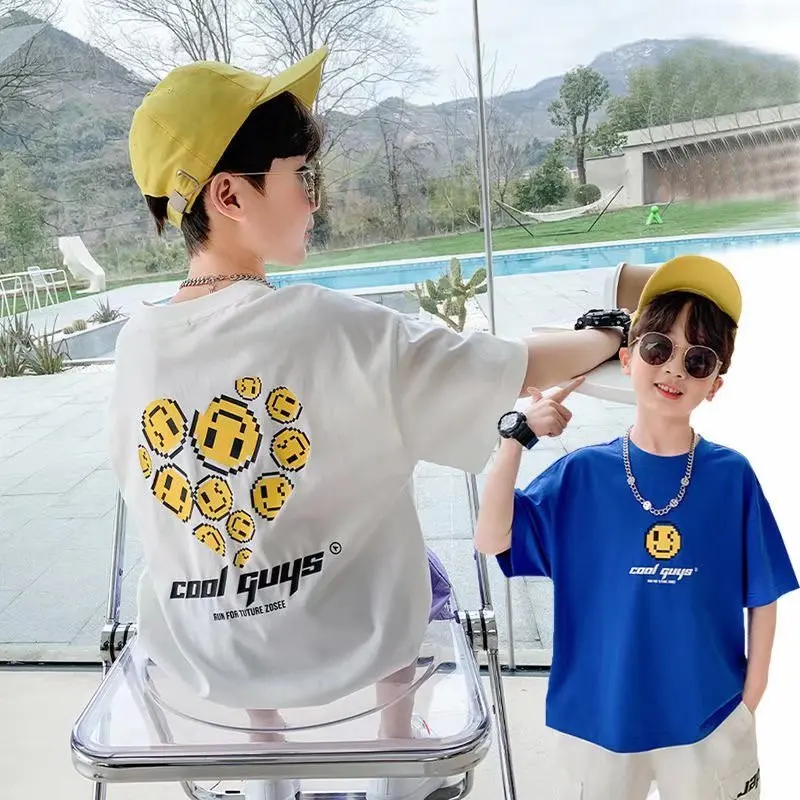 

Summer Cotton Print Casual Round Neck Trendy Boy Children's Tops Family Outfit T Shirts In Bulk For Children Explosive Models