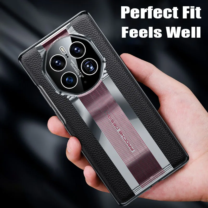 Fashion Sport Car Genuine Leather PC Hard Back Cover Case for HUAWEI Mate 60 50 40 30 Pro Plus Honor Magic 3 4 5 Pro