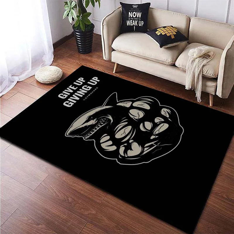 Alfombra con patrón de Gymshark para sala de estar, felpudo creativo para dormitorio, decoración del hogar, 15 tamaños