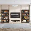 S Shaped Tall Bookcase Set of 2 4 Tier Modern Freestanding Storage Shelving Stylish Bookshelf Space Saving Display Units 5