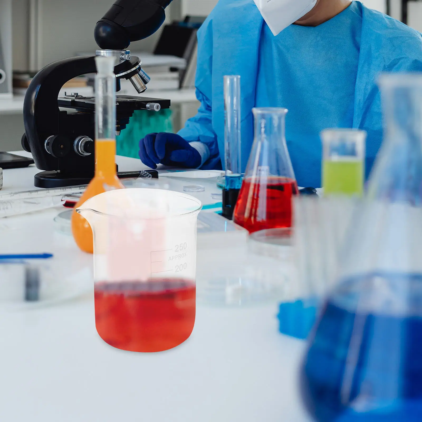 실험실 실험을 위한 스파우트 그라데이션 스케일이 있는 3Pcs 고급 유리 측정 비커 화학 교육 과학 연구