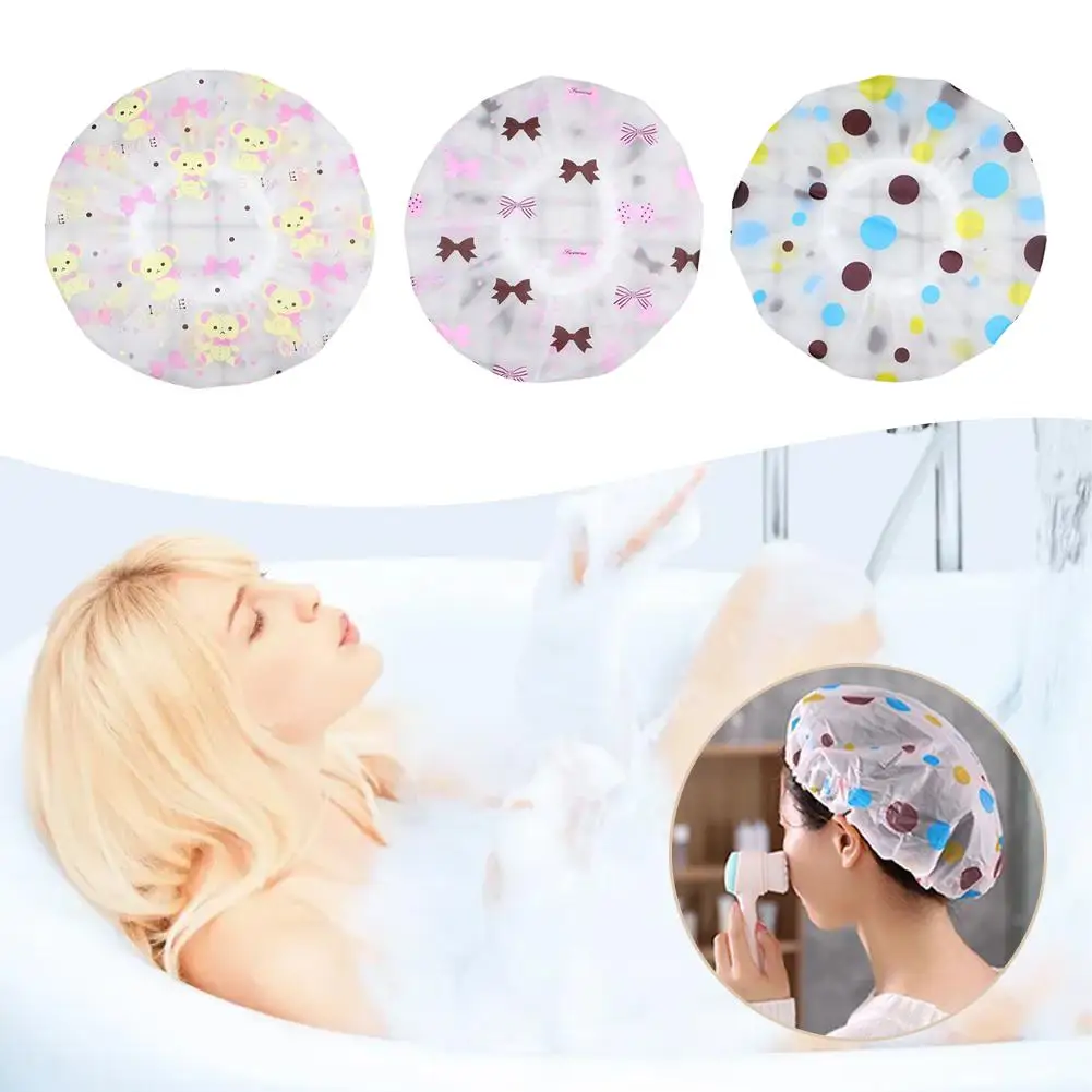 

Bath Hat Waterproof Thickened Waterproof And Oil Fume Salon Shower Women Hair Supplies Household Cap Bathroom Accessory Spa U2H0