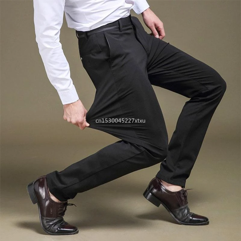 Pantalones clásicos de elasticidad para hombre, informal de cintura alta, de negocios, triangulación de envíos, primavera y verano| Pantalones de ejercicio y - AliExpress