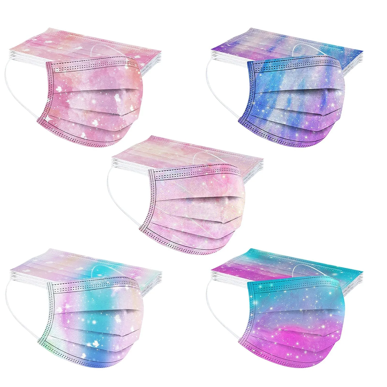50PCS 3-Ply Disposable 3D Print Mouth And Nose Protection Bandana Masks For Children Adult face mask