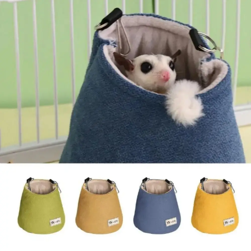 Opening Winter Sugar Glider Pouch Cloth/Plush Soft Squirrel Bed Cage Hook Comfortable Hamster Hanging Bed