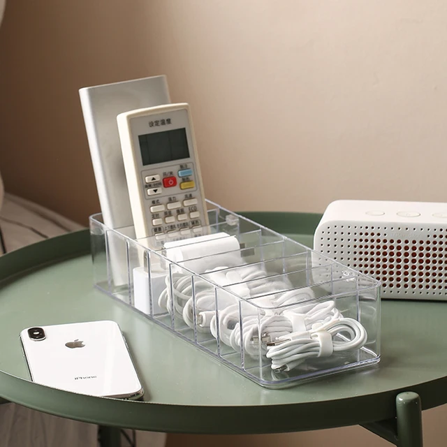 Átlátszó Akril Kábel -Tároló Doboz Adatvonal Tároló Konténer Íróasztal Smink Szervező Kulccsal Kulcstartó Ékszer Box
