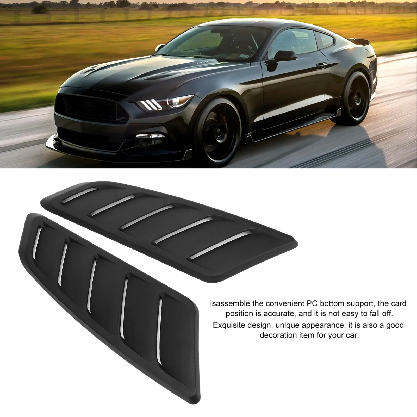

Modification Hood Bonnet Vent Cover Fit For Ford Mustang 2015-2017 Air Vent Bonnet Vent Cover Hood Air Vent