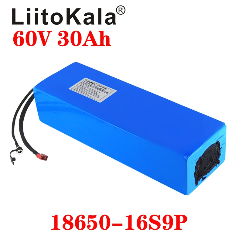 

Литий-ионный аккумулятор LiitoKala, 60 В, 30 Ач, 18650, 16s, 9P, 60 в, 3000 Вт