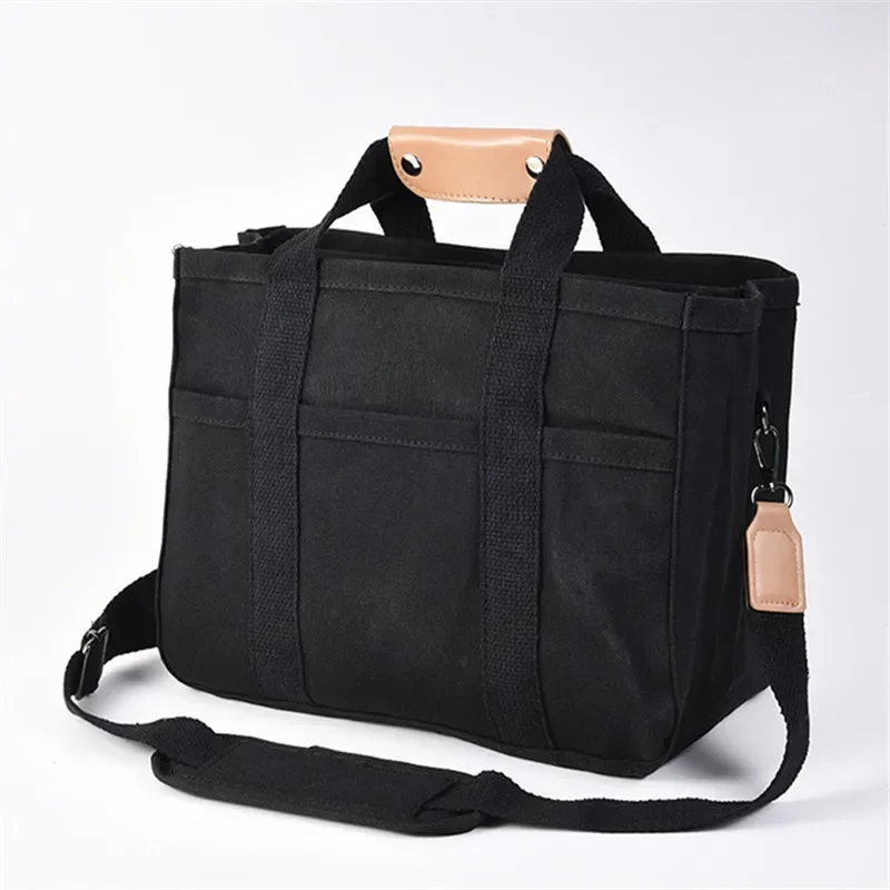 Thickened Canvas Tote Bag, Multi Functional Single Shoulder Crossbody Bag, Large Capacity Handbag with Multi-layer Storage Bag