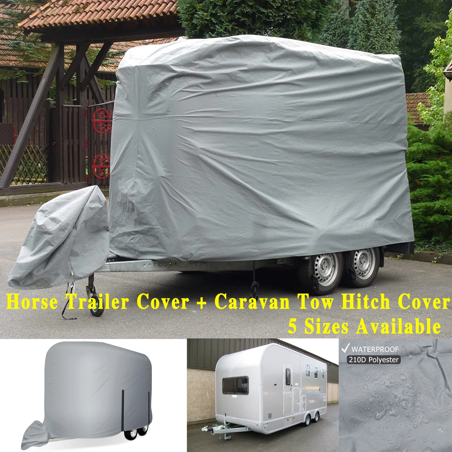 UK Custom Covers Copertura Per Rimorchio 4 Strati, Verde, Impermeabile, Per Lunghezza 3.7-4.3 M, Con Copertura Gancio Traino E Cinghie, Resistente UV - 2