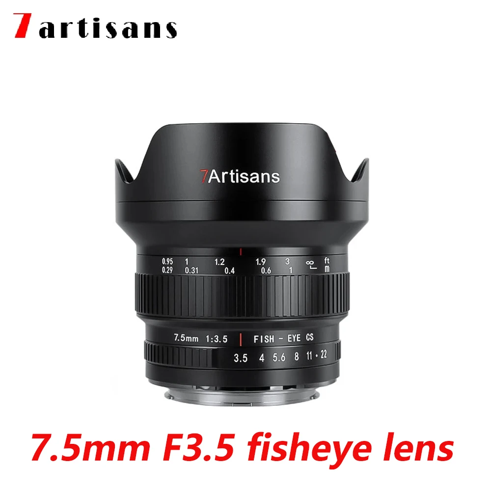 7 Artigiani 7.5Mm F3.5 Obiettivo Fisheye Aps-C Obiettivo Di Messa A Fuoco Manuale Grandangolare Per Fotocamere Canon Ef Nikon F Dslr Mount