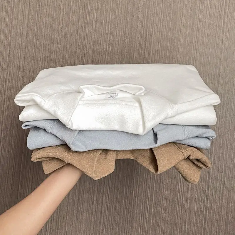 Men's Mid-Ne Double-Faced Fce Long Sve Base irt f-High Collar Warm Winter T-irt Inner And Outer Wear Stand Fit