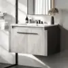 24 Inch Floating Sink Combo, Grey Wall Mounted Modern Vanity, Bathroom Cabinet Vanity W/ Soft-Closing Double Extra Large Doors 1