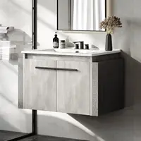 24 Inch Floating Sink Combo, Grey Wall Mounted Modern Vanity, Bathroom Cabinet Vanity W/ Soft-Closing Double Extra Large Doors 1
