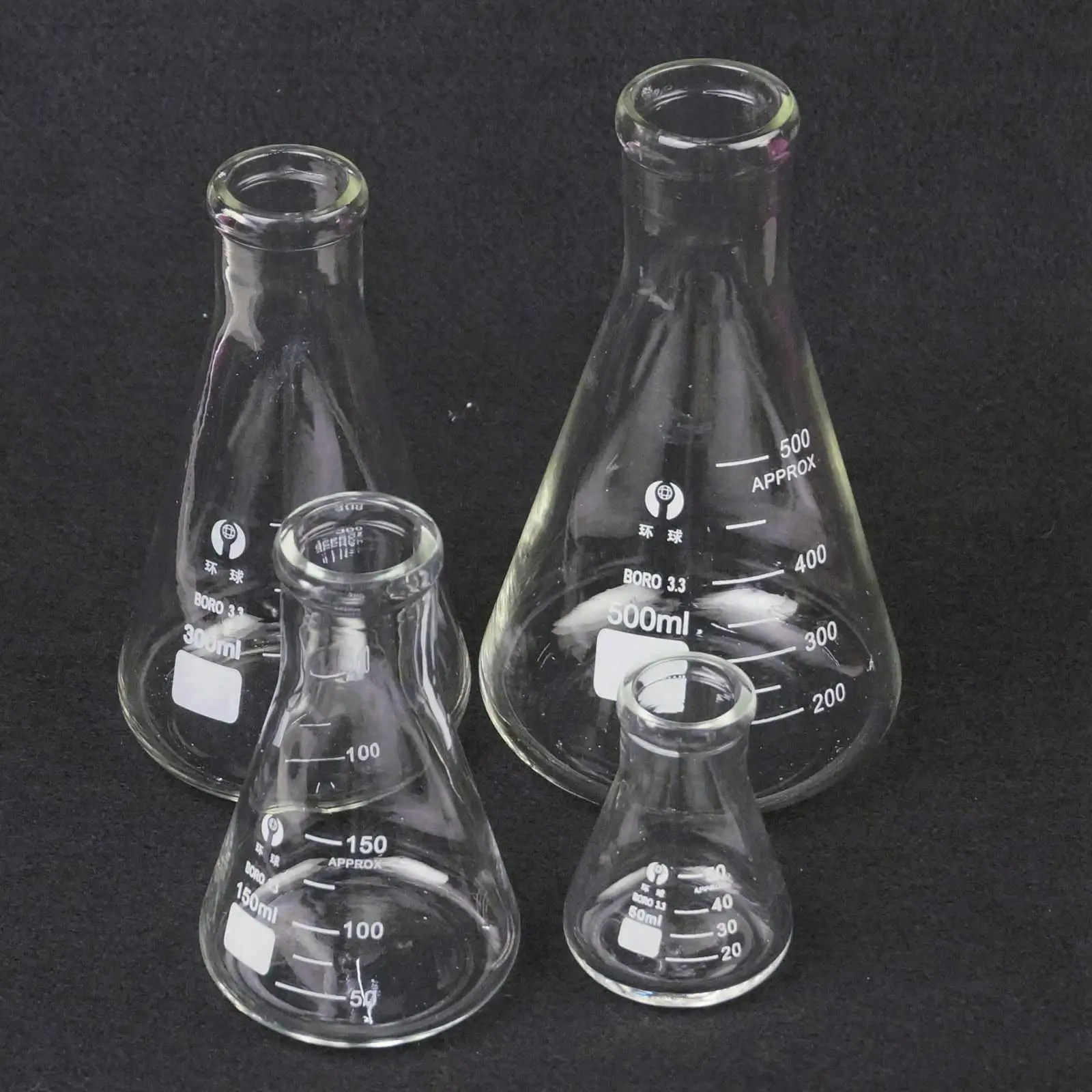 

50ml 100ml 150ml 200ml 250ml 300ml 500ml 1000ml 2000ml 3000ml 5000ml Conical Erlenmeyer Flask G3.3 Borosilicate Glass Lab