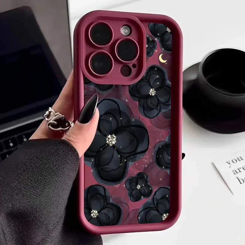 Luxurious Diamond Flower Shockproof Phone Case with Soft Bumper Protection