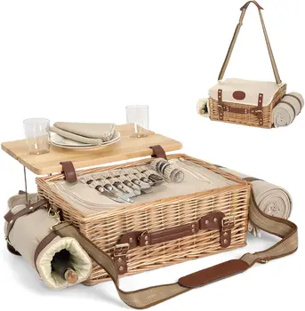 2-Person Wicker Picnic Basket Set 1