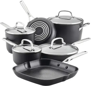 KitchenAid Hard Anodized Induction Nonstick Cookware Pots and Pans Set, 10 Piece, Matte Black 1