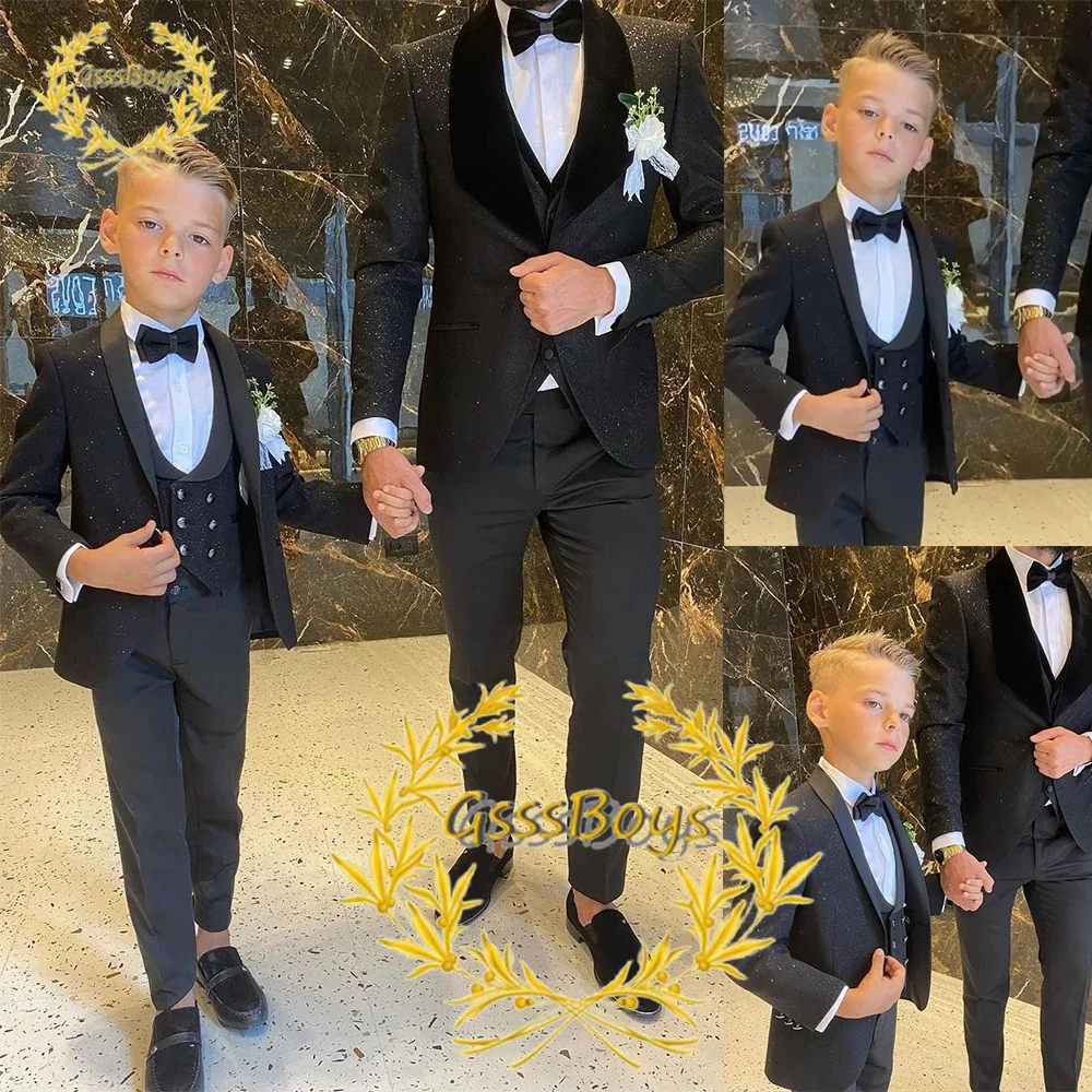 Boys Ghajni Style 3-Piece Formal Suit – Shirt, Waistcoat, Pant & Bow | Kids Party & Wedding Dress