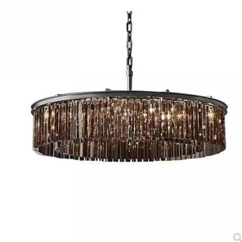 아메리칸 레트로 골드 블랙 메탈 LED 펜던트 조명, 체인 행잉 광택, K9 클리어, 앰버, 그레이 크리스탈 로프트 샹들리에, E14
