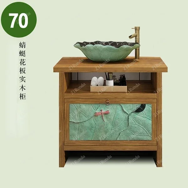 S~Modern Chinese Style Bathroom Cabinet Combination Floor Washstand Bathroom Cabinet Wash Basin Suit