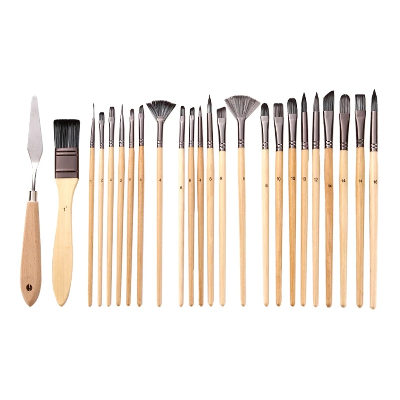 24Pcs Professional Paint Brush Artists Paintbrush Kit for Beginner Watercolor Oil Rock Stone Canvas Painting Dropship
