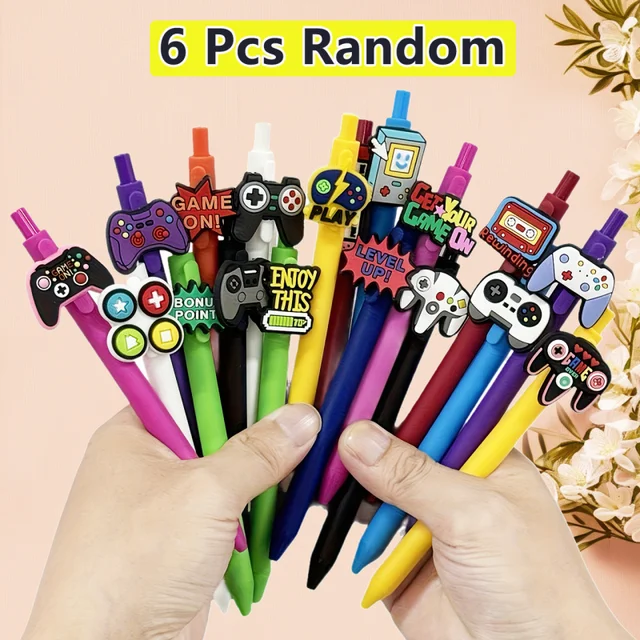 6/12/18pcs Fun Ballpoint Pens, Game Controller Theme Retractable Pens, Student Adult Emotional Support 3