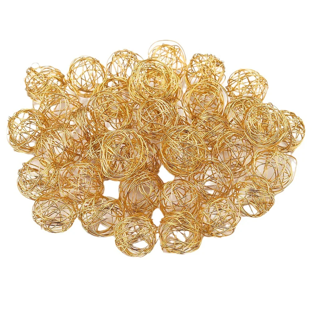 18K Gold Plated Stainless Steel Handmade DIY Jewelry Accessories Stainless Steel Wire Ball Pendant Wholesale 5