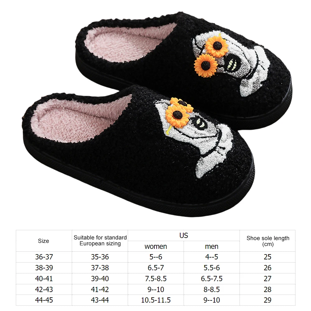 Halloween Plush Slippers Fluffy Home Slippers Comfortable Furry Clown Slippers Sunflower Glass Clown Slides for Indoor Bedroom