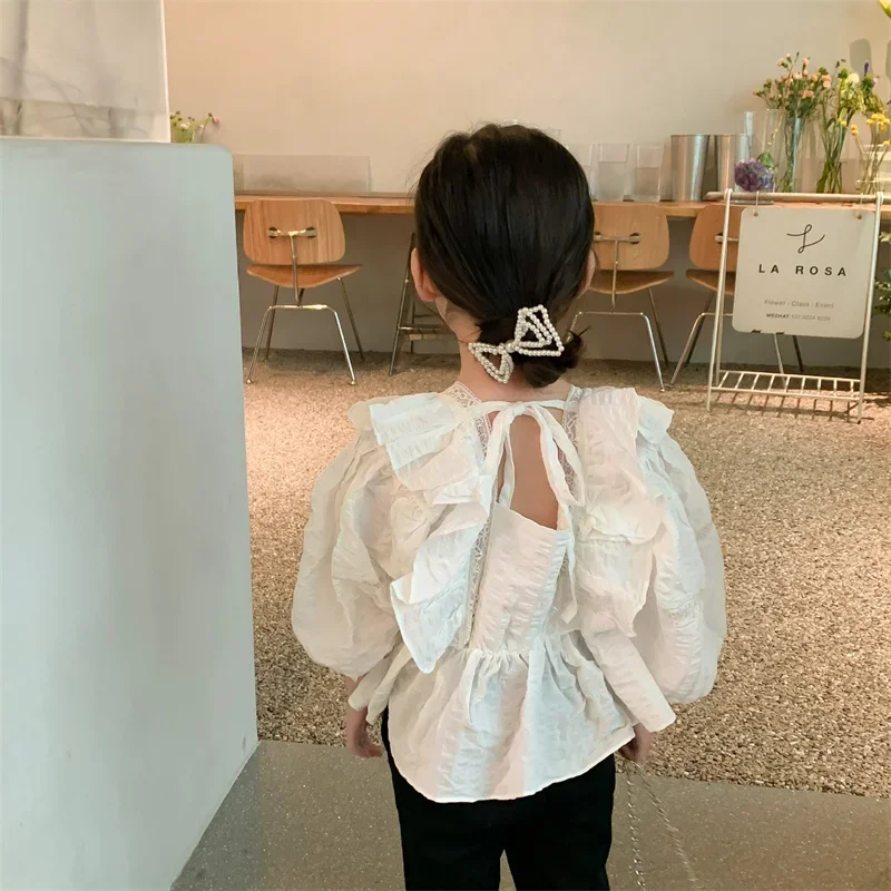여아용  코트 블라우스 코트 재킷, 아웃웨어, 화이트 용수철, 여름 오버코트, 탑 가디건, 야외 해변 파티, 어린이 옷, 2024