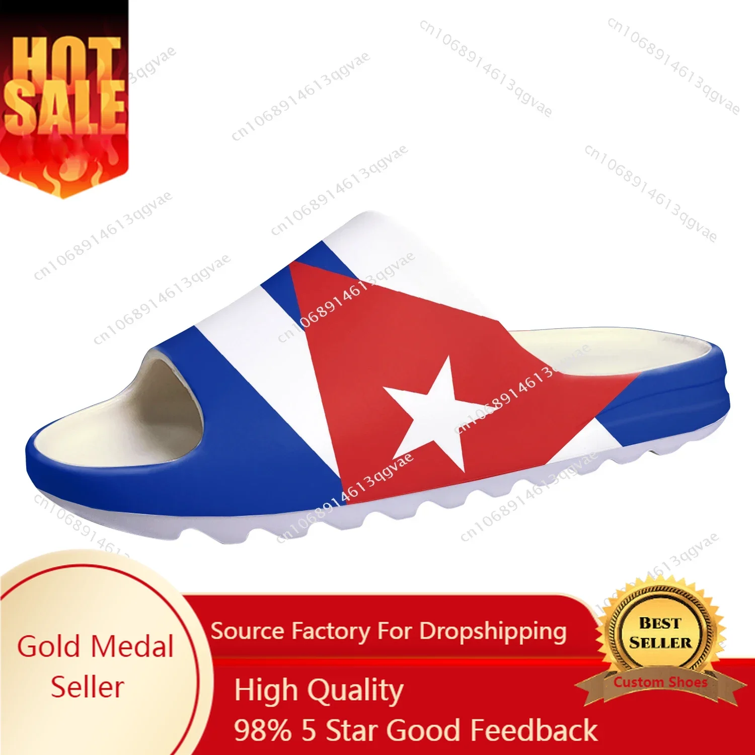 Cuban Flag Soft Sole Sllipers Home Clogs Step on Water Shoes Mens Womens Teenager Bathroom Beach Cuba Customize on Shit Sandals