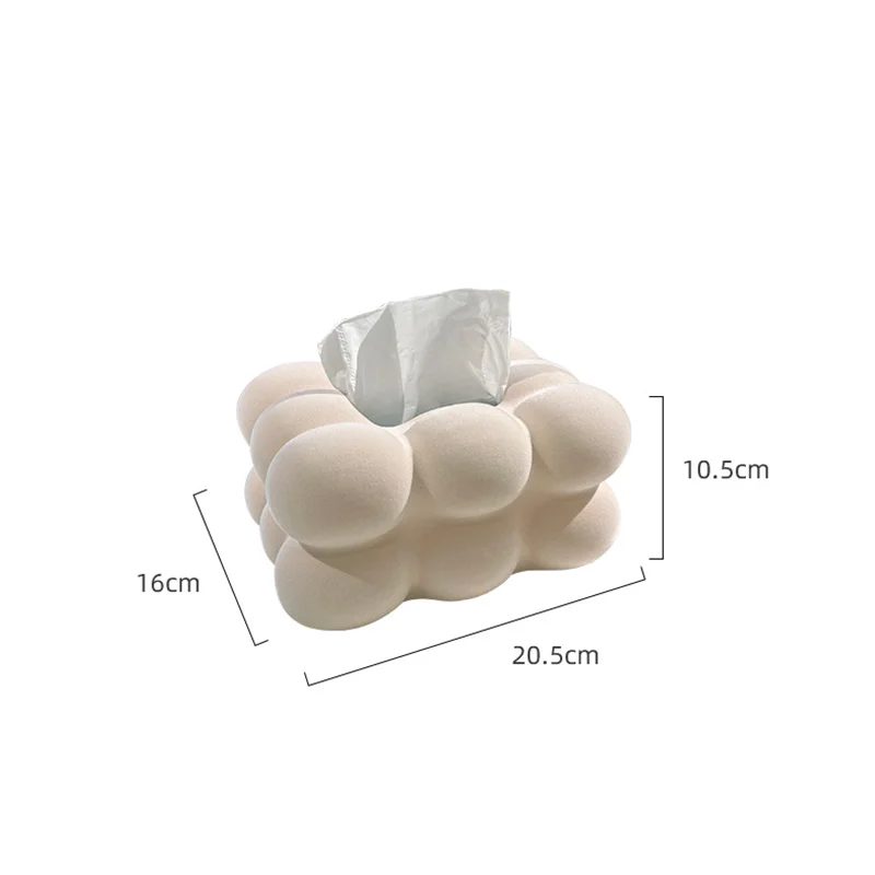Ceramic Tissue Box Velvet Suede Flocking Cute Bubble Paper Extractor Tissue Box Holder Toilet Paper Holder Desktop Storage 5