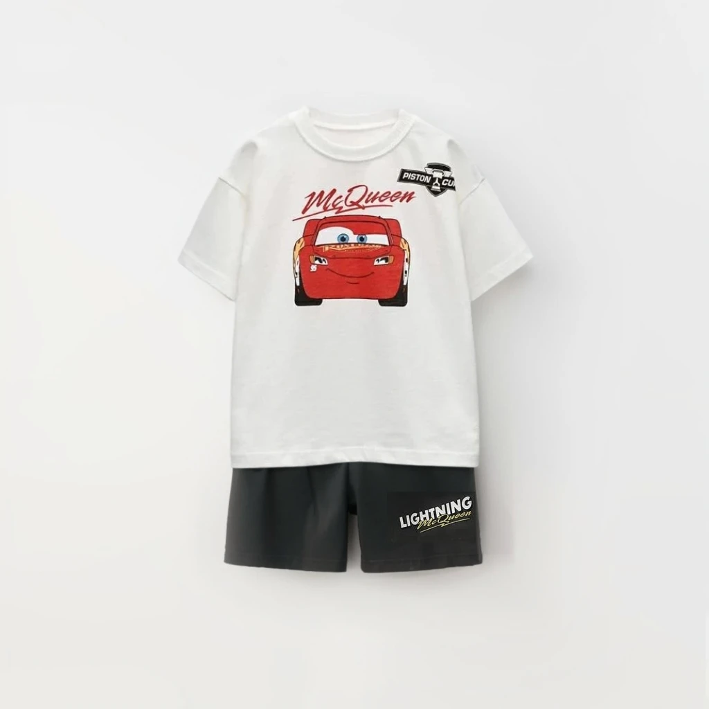 Children's Lightweight Short Sleeved Shorts Set For Boys And Girls Summer Disney Mcqueen Car Printed Children's Clothing Set 2