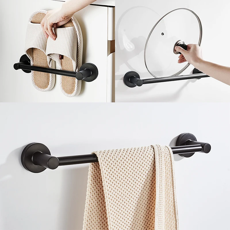 30/40/50/60/70cm Matte Black Bathroom Double Towel Shelf Rack